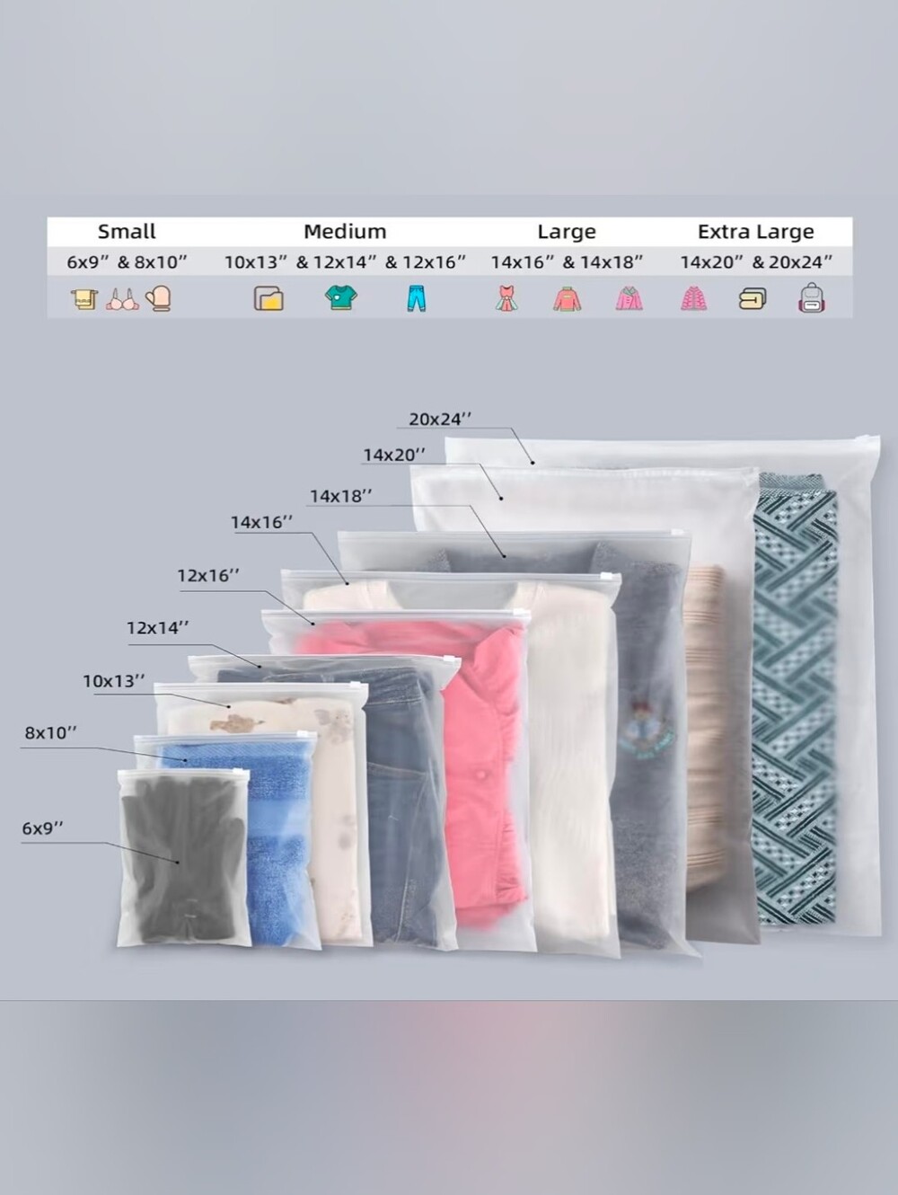 (100 Frost 10x13 )Frost Reusable Zip Storage Bags